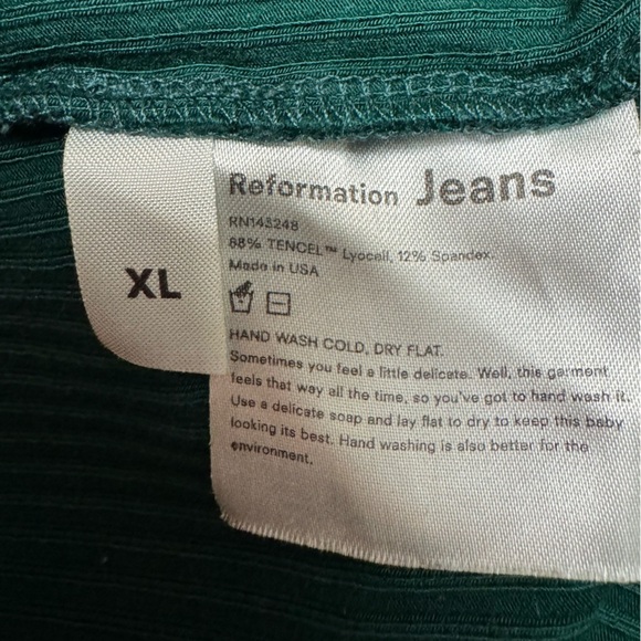 Reformation Kris Dress Green XL Eco Rib Knit Bodycon Mini Stretchy Bra Friendly - Picture 9 of 15